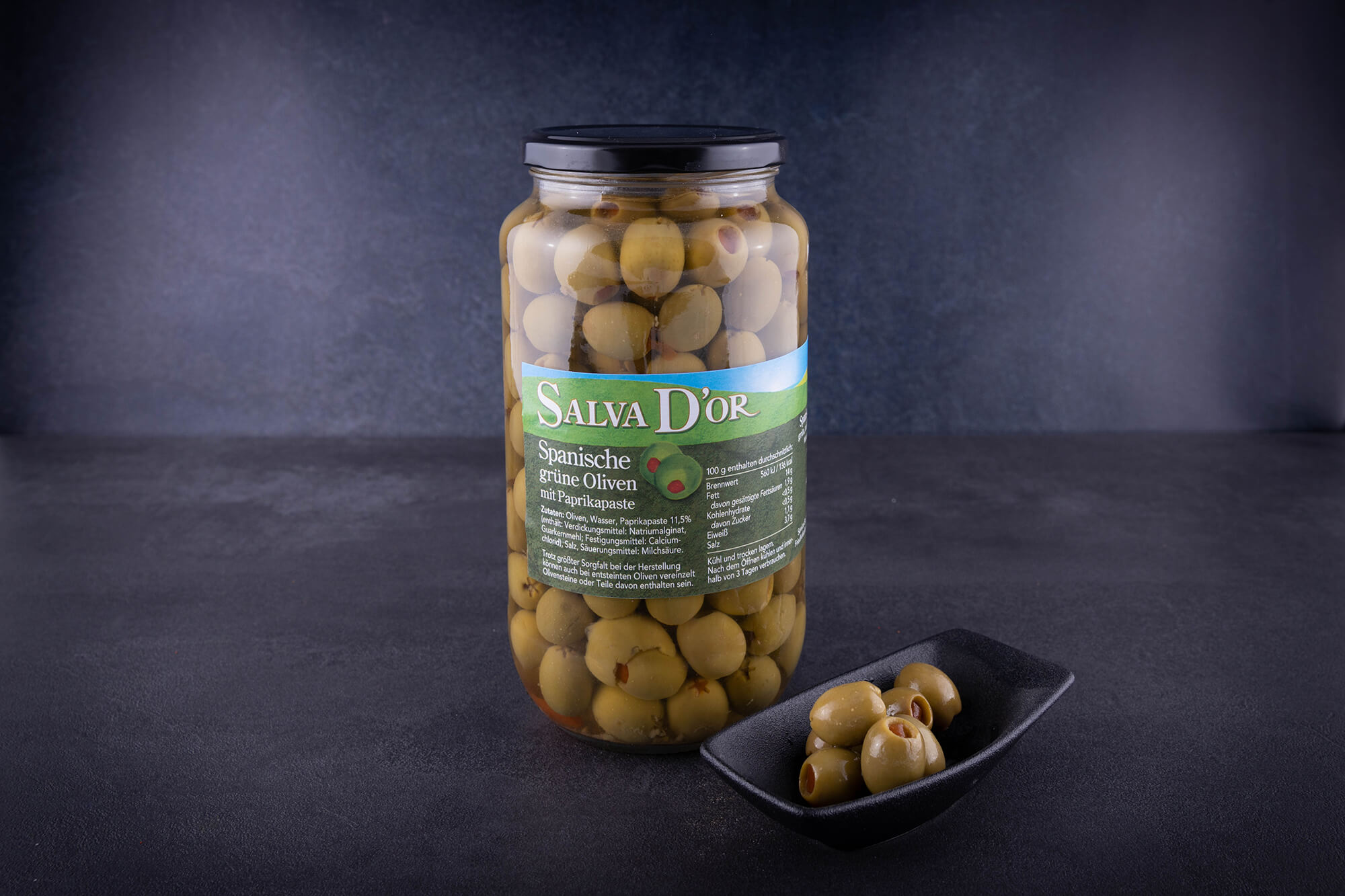 Grüne Oliven mit Paprikapaste | Salva D'Or | 935ml