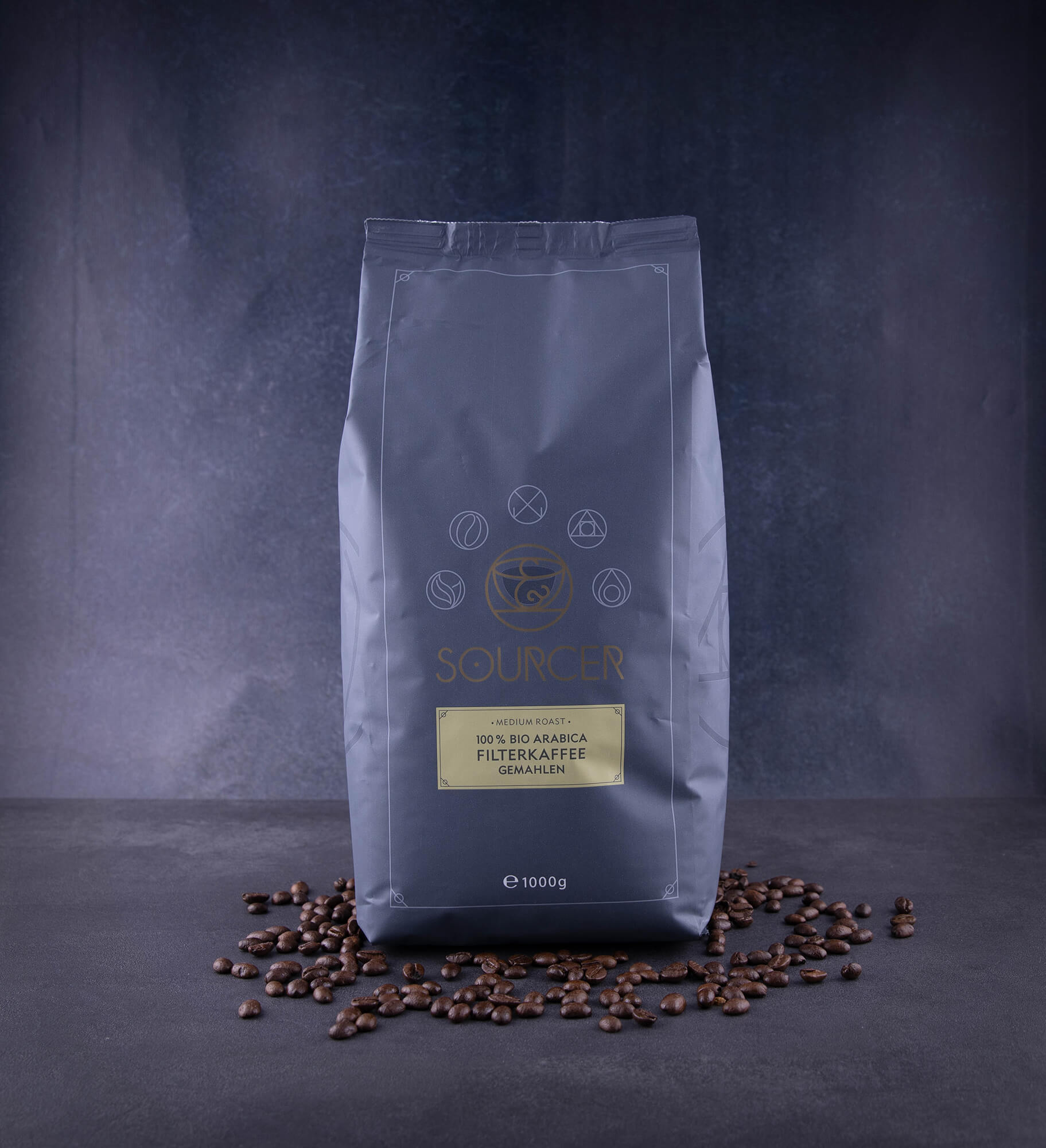 Röstkaffee gemahlen | 100% Arabica | Sourcer | 1000g